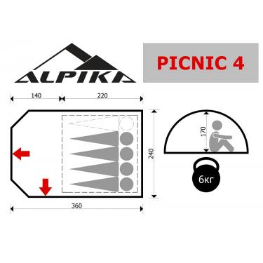 Палатка туристическая ALPIKA Picnic-4