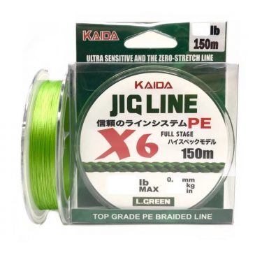 Плетеный шнур Kaida PMZ-060-25 JIG LINE x6 PE 150 м 0,25 мм L.Green