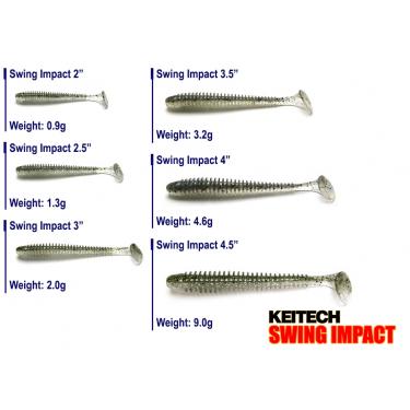 Силик.приманка KEITECH Swing Impact 3.5 inch-401 Green Pumkin Сhart (8шт)
