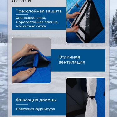 Палатка зимняя Mednovtex Синяя (3-слойная)